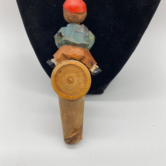 Vintage ANRI Bobble Head Boy on Barrel Cork Wine Bottle Stopper Handcarved Italy - Picture 4 of 9